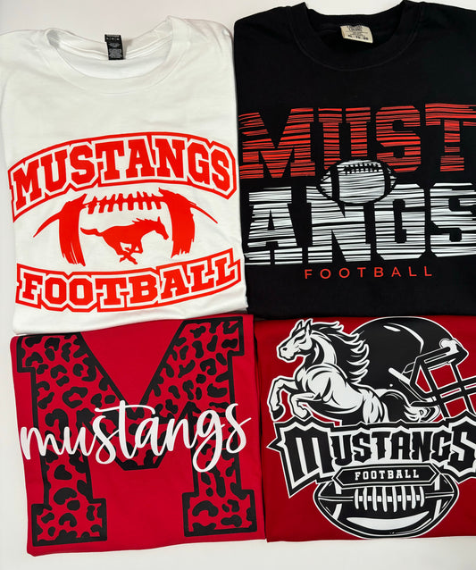 Mustangs Football - White Tee