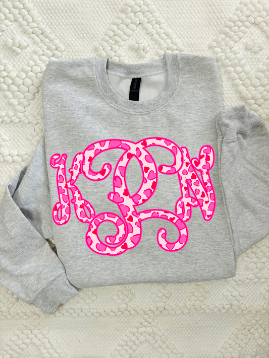 Custom Pink Valentines Monogram Adult