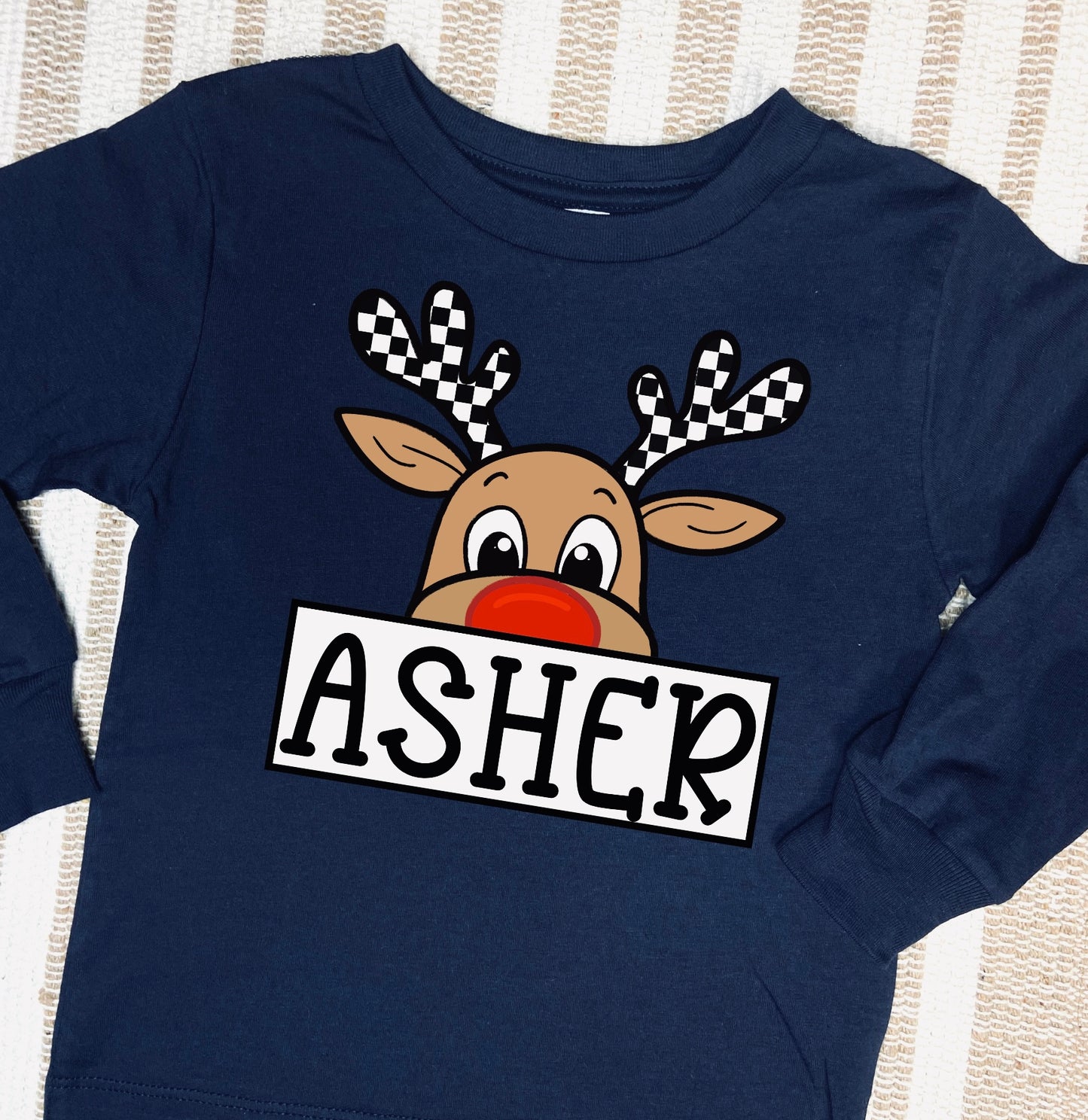 custom checkered reindeer tee