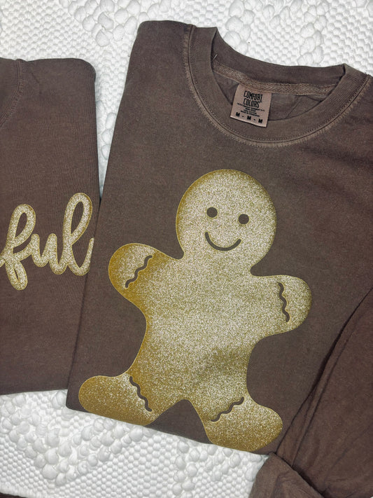 Gold glitter puff gingerbread man 🤎