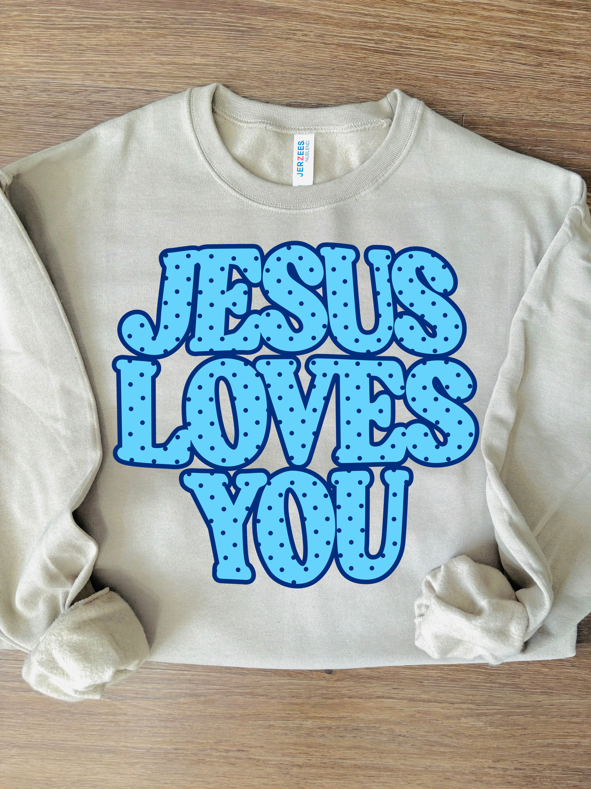 Jesus Loves You Polka Dot sweatshirt🩵💙