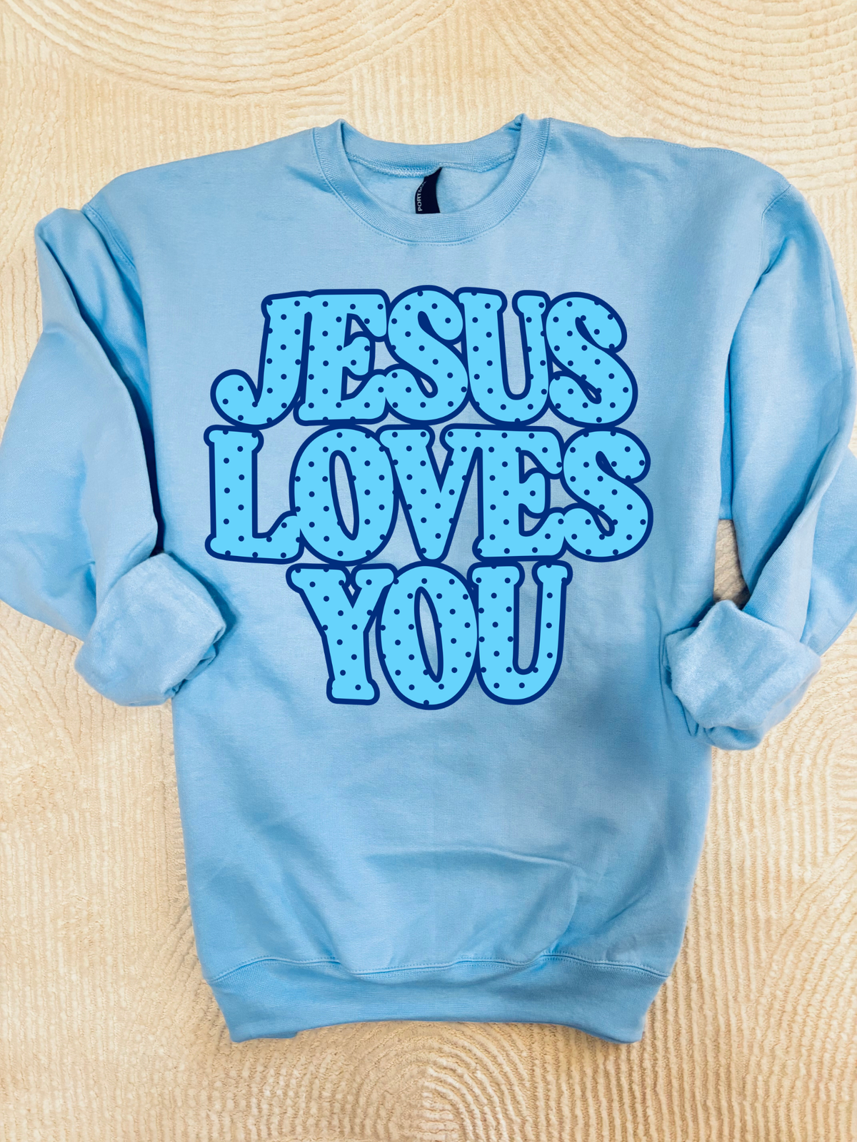 Jesus Loves You Polka Dot sweatshirt🩵💙